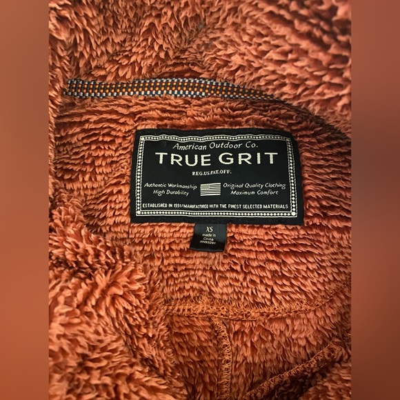 True Grit Men's Luxe Ultra Soft Fleece Mini Stripe 1/4 Zip Pullover XS Rust - Picture 9 of 9